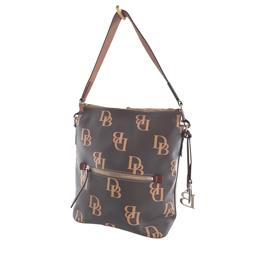 Dooney & Bourke Brown Monogram Coated Canvas Hobo Shoulder Bag Large